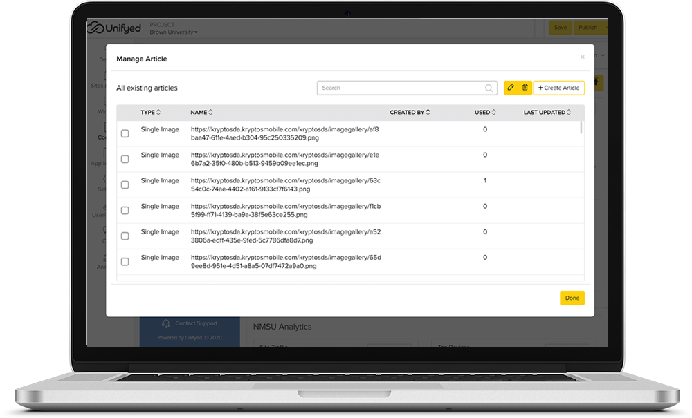 Content Management system (CMS) feature in Unifyed student engagement portal