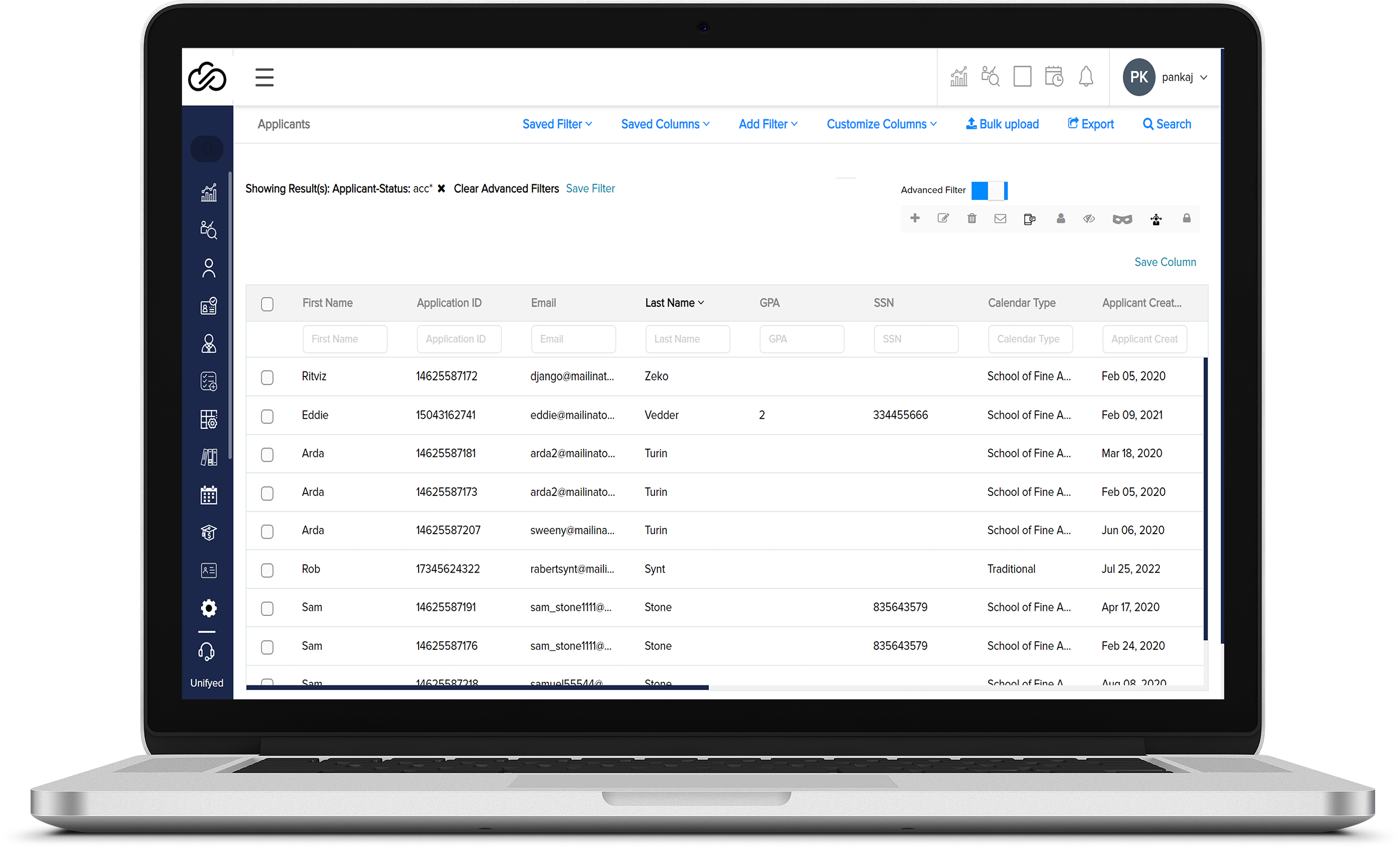Prospect & Applicant Management feature in Unifyed Admit Portal
